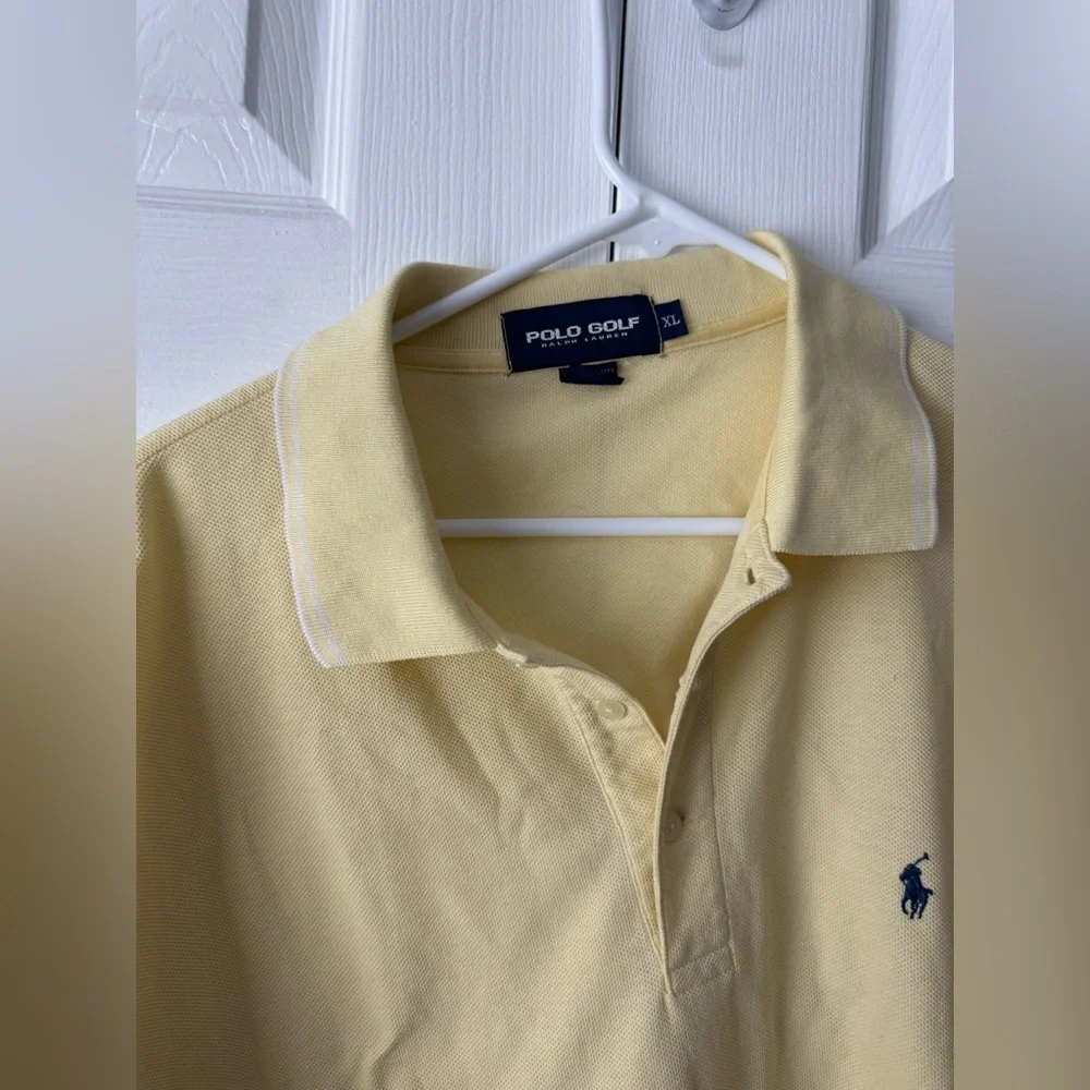 Polo Golf Ralph Lauren Butter Yellow & Navy Polo Shirt XL Quiet Luxury Vintage